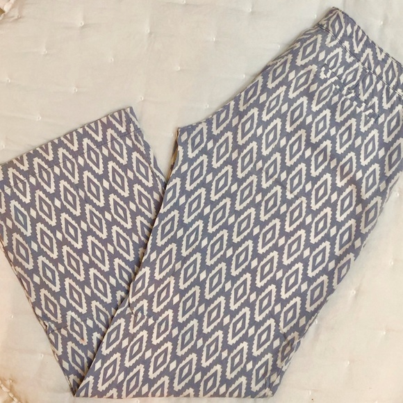 Linen Chambray Aztec Printed Pant Trouser - Picture 1 of 3